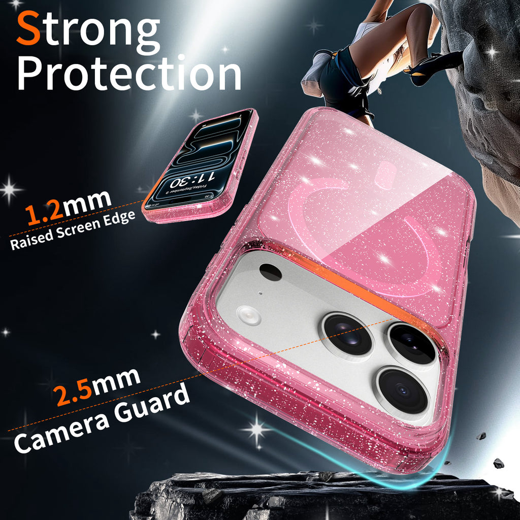 Sanfeng Compatible with Apple16Phone case iPhone17pro Glitter High Transparency Shockproof Protective Case15pm Protective Sleeve