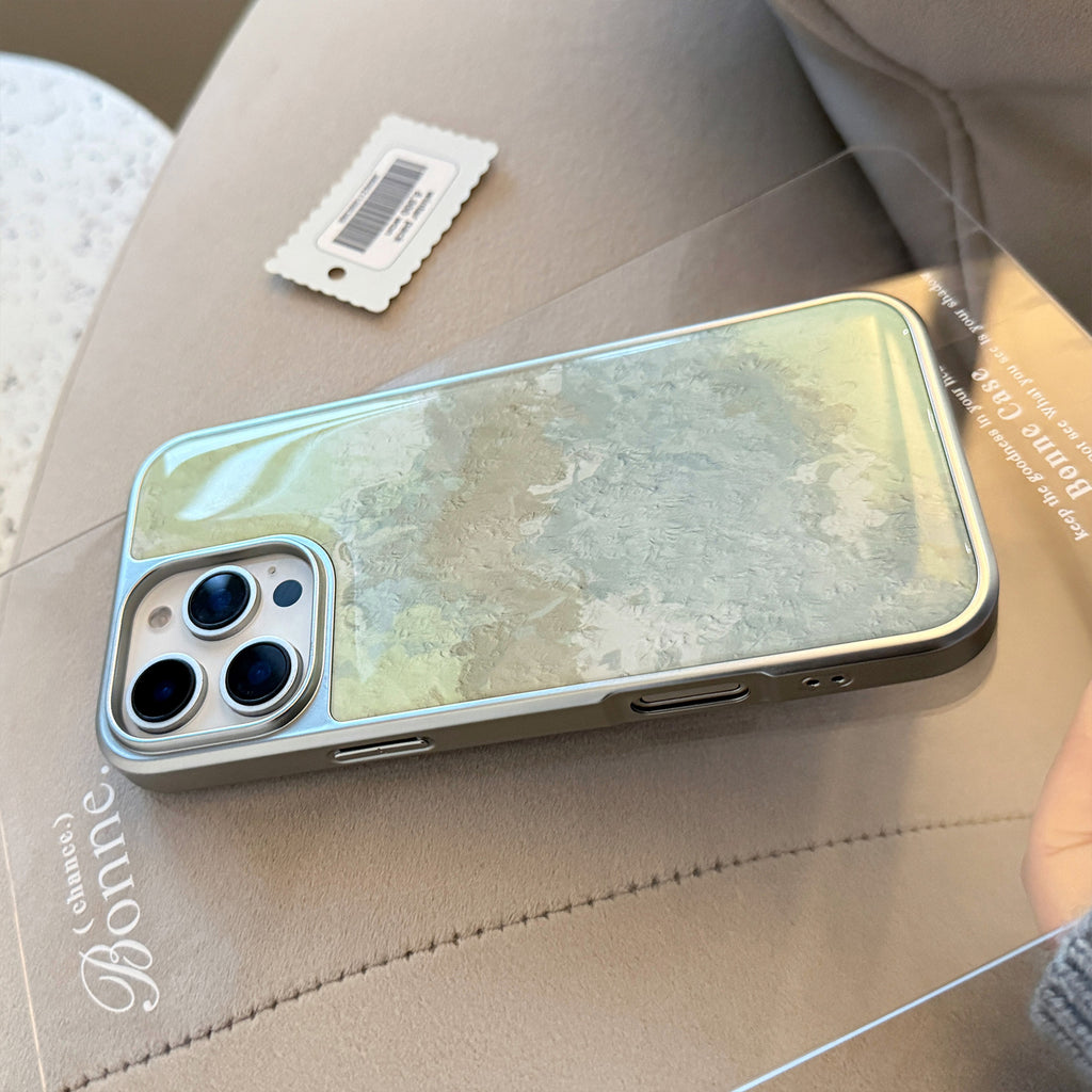 Fresh Green Oil Painting Suitable for Apple15promax Phone case iphone16Epoxy17Advanced14Electroplated Huawei