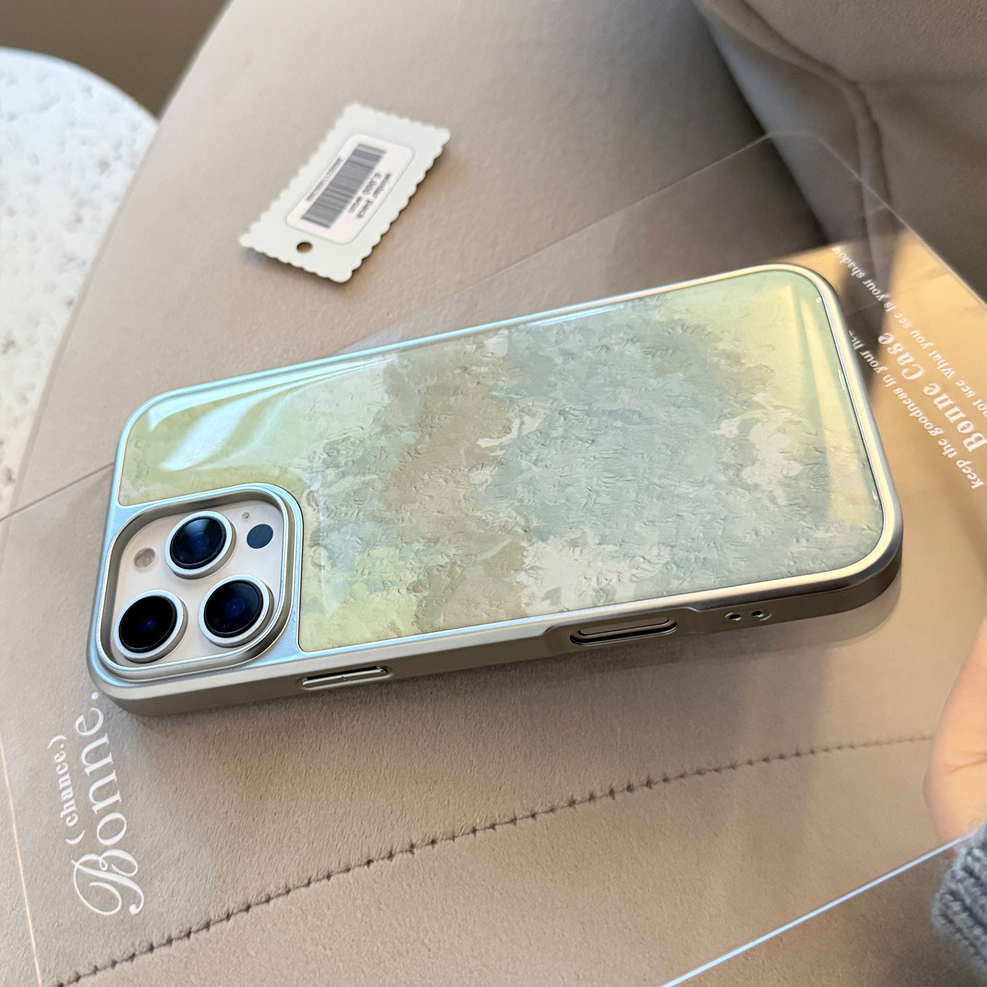 Fresh Green Oil Painting Suitable for Apple15promax Phone case iphone16Epoxy17Advanced14Electroplated Huawei