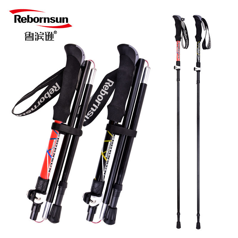 Robinson Mountaineering Cane Folding Aluminum Alloy Five-section Ultra Light Shrink Outdoor Ultra Short Trail Running Cane Hiking Cane