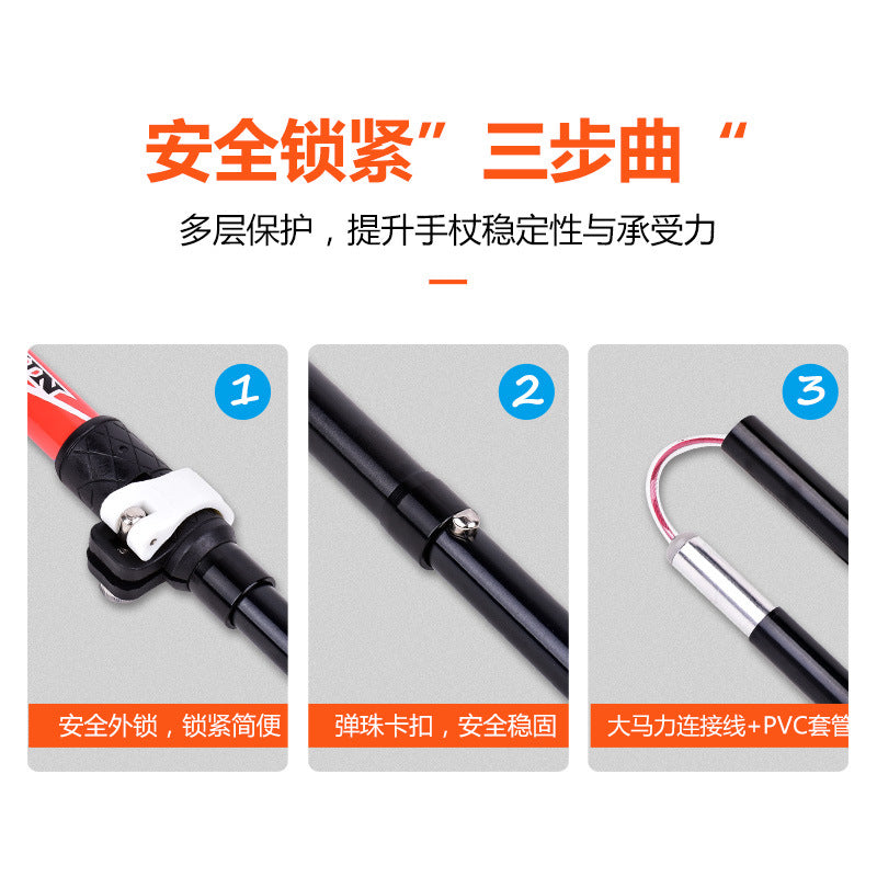 Robinson Mountaineering Cane Folding Aluminum Alloy Five-section Ultra Light Shrink Outdoor Ultra Short Trail Running Cane Hiking Cane