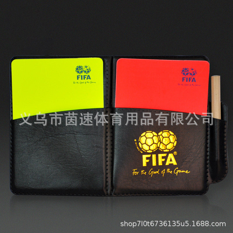 Wholesale football red and yellow cards, pencil with holster, referee red and yellow cards, record book red and yellow cards referee tools