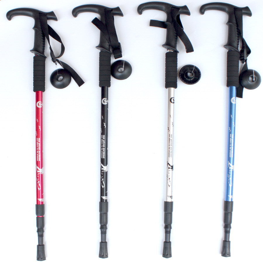 Hiking poles Outdoor products Camping climbing equipment Three-section shock-absorbing telescopic aluminum alloy walking hiking poles