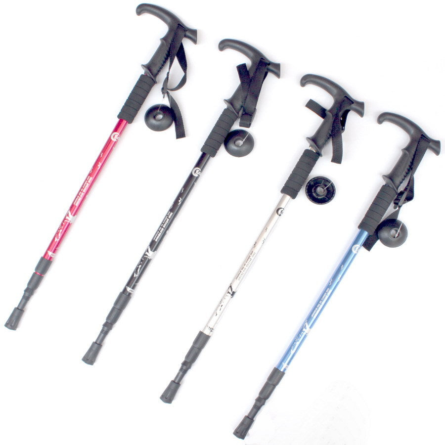 Hiking poles Outdoor products Camping climbing equipment Three-section shock-absorbing telescopic aluminum alloy walking hiking poles