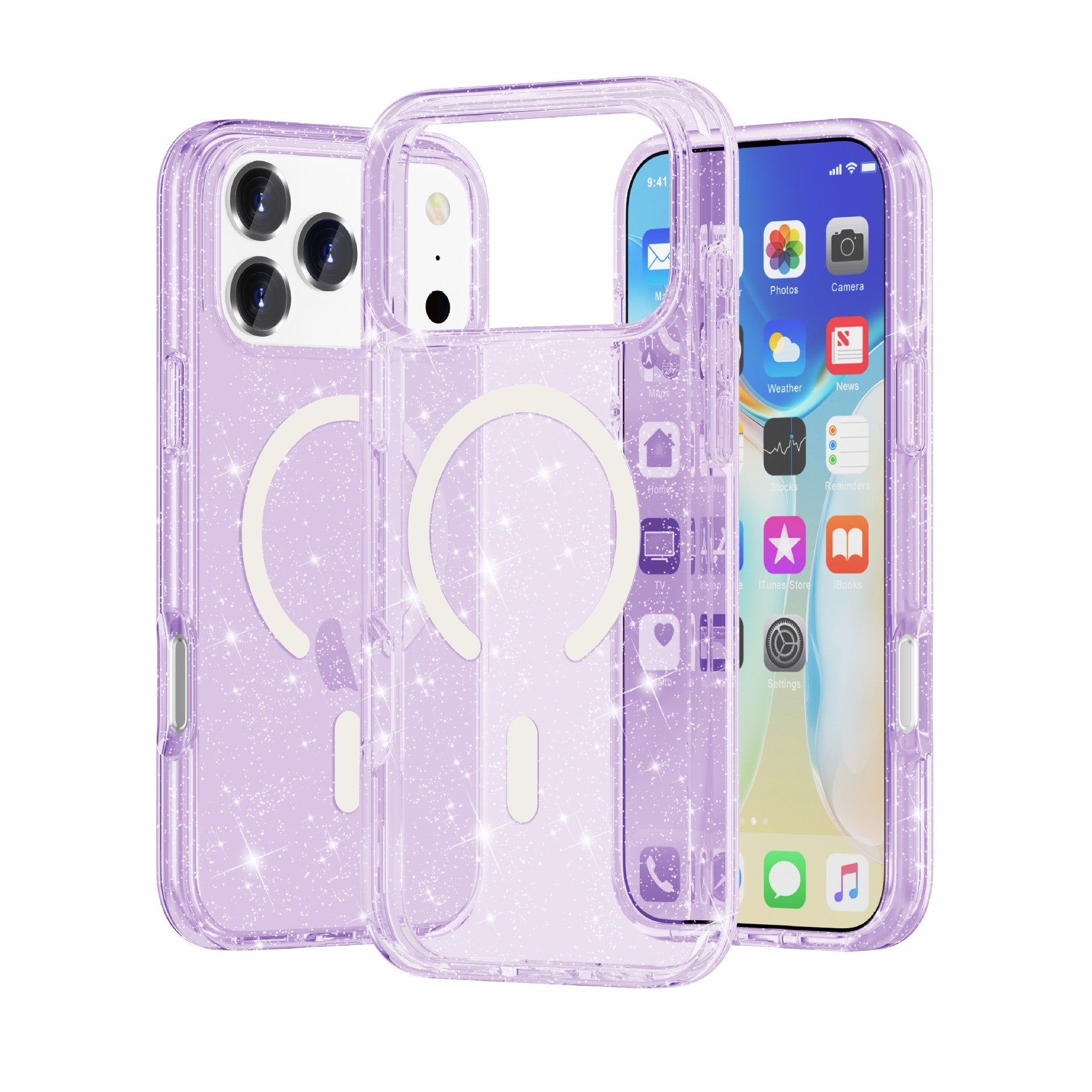 iPhone17Pro Terminator Magnetic Phone Case for Apple17Pro Transparent Glitter MagSafe Shell