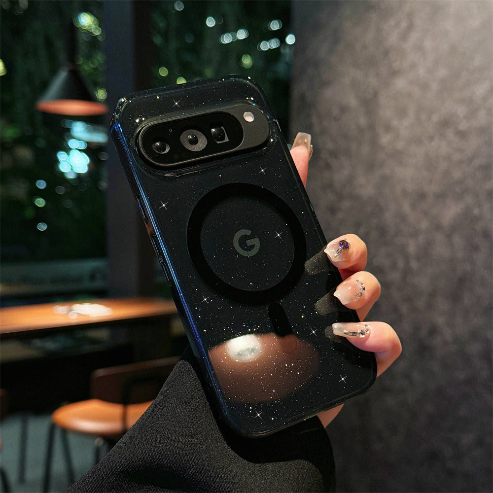 Applicable Google10Phone Case Google9pro Terminator9roXL Glitter Magnetic Transparent Case Cross-Border Protection