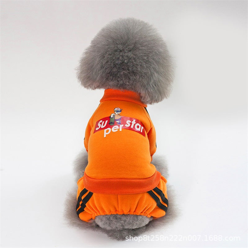 Small dog four-legged sweater Teddy Bigbear Pomeranian autumn and winter dog sportswear trendy skateboard kid puppy clothes