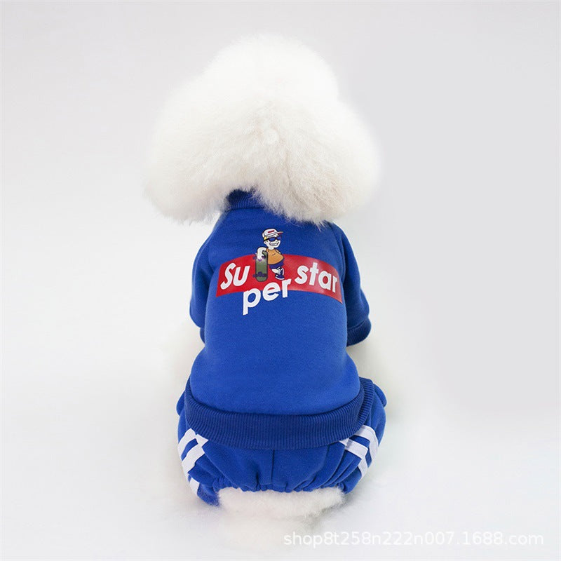 Small dog four-legged sweater Teddy Bigbear Pomeranian autumn and winter dog sportswear trendy skateboard kid puppy clothes
