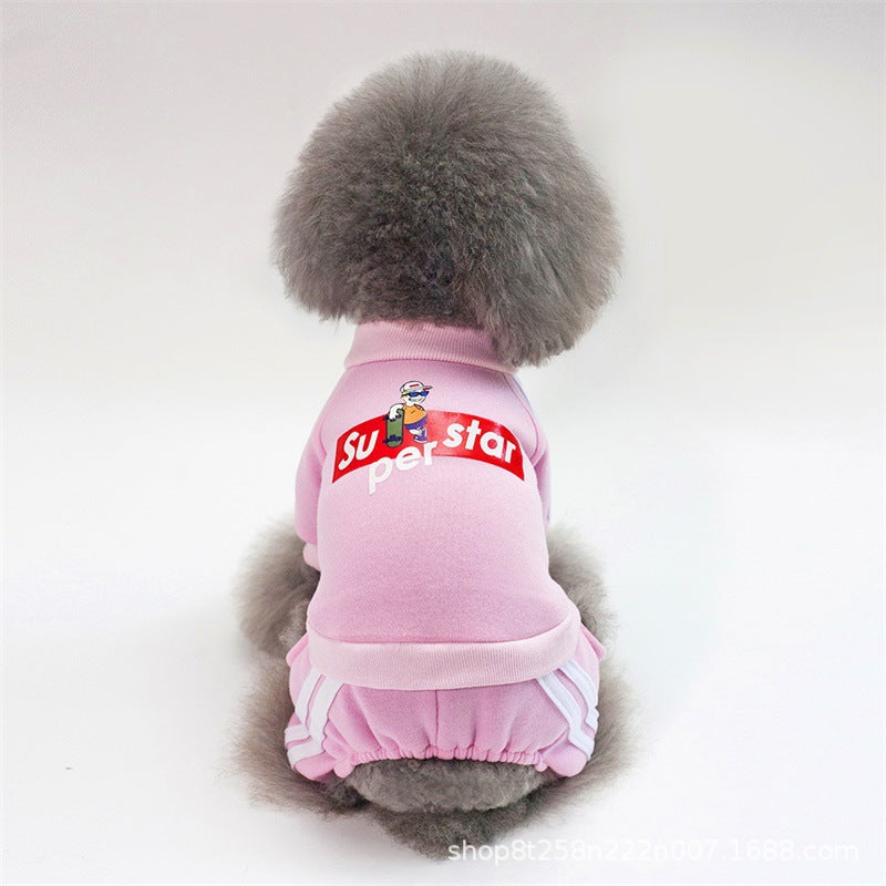 Small dog four-legged sweater Teddy Bigbear Pomeranian autumn and winter dog sportswear trendy skateboard kid puppy clothes
