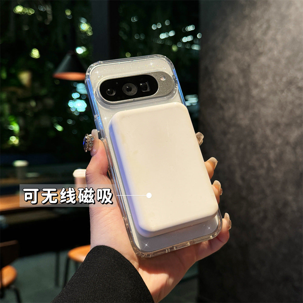 Applicable Google10Phone Case Google9pro Terminator9roXL Glitter Magnetic Transparent Case Cross-Border Protection