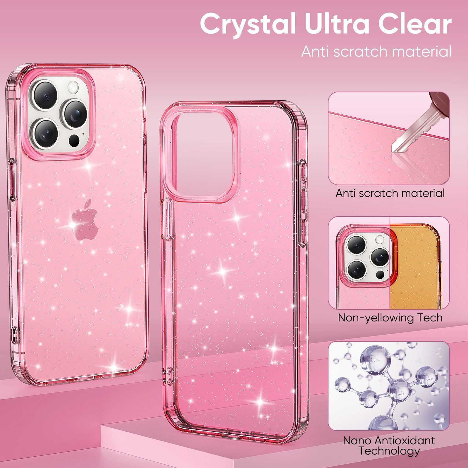 Apple17Phone case iPhone15Pro Magnetic case compatible with starry sky glitter16Protective Case Anti-Scratch Self-Repairing