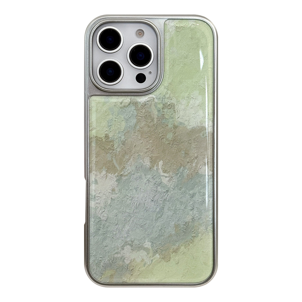 Fresh Green Oil Painting Suitable for Apple15promax Phone case iphone16Epoxy17Advanced14Electroplated Huawei