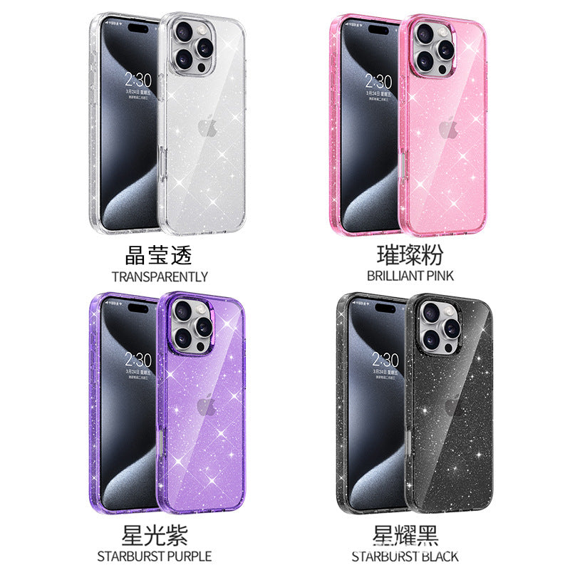 New for Apple iPhone17Magnetic Transparent Glitter Phone Case N52Magnetic Anti-drop16PRO Protective Sleeve