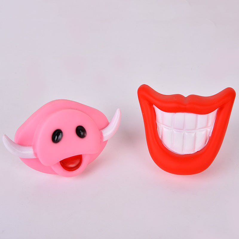 Pet voice creative Halloween funny toy fangs props funny vinyl pinch ring toy supply wholesale
