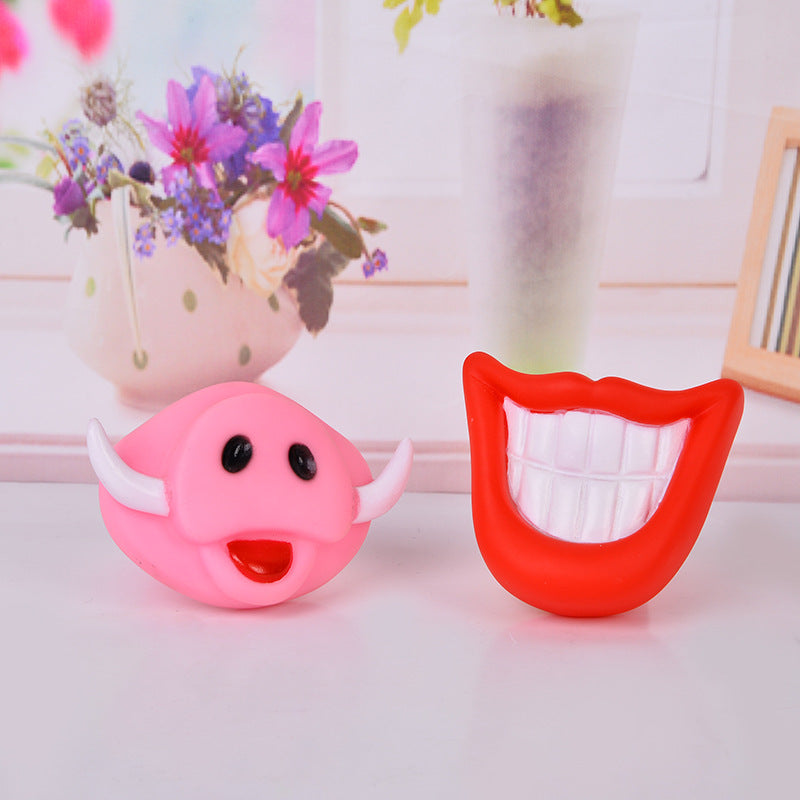 Pet voice creative Halloween funny toy fangs props funny vinyl pinch ring toy supply wholesale