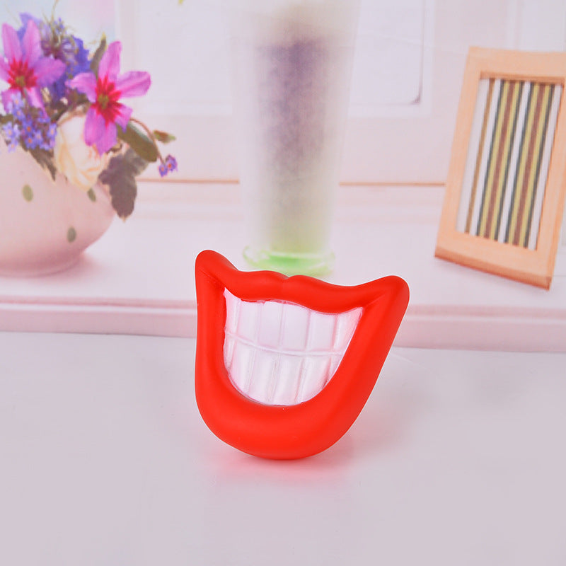 Pet voice creative Halloween funny toy fangs props funny vinyl pinch ring toy supply wholesale