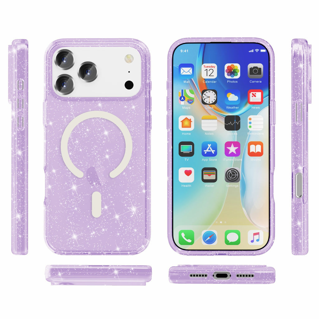 iPhone17Pro Terminator Magnetic Phone Case for Apple17Pro Transparent Glitter MagSafe Shell