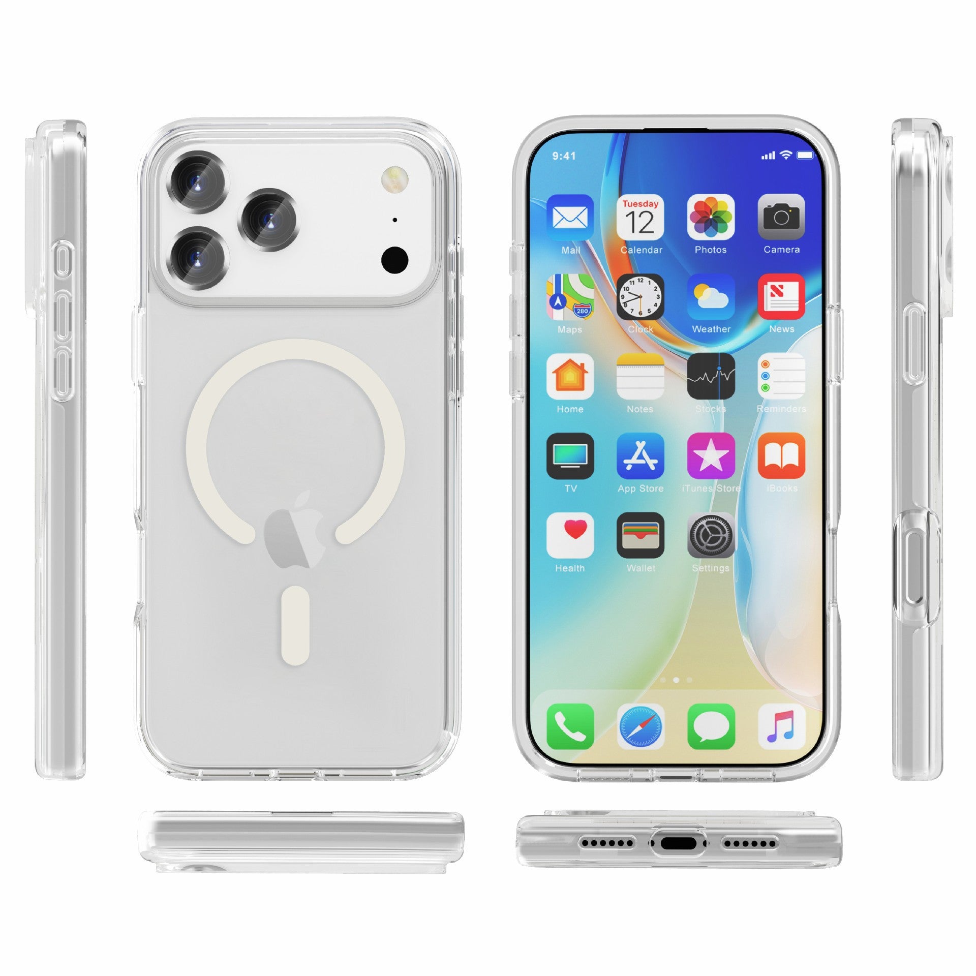 iPhone17Pro Terminator Magnetic Phone Case for Apple17Pro Transparent Glitter MagSafe Shell