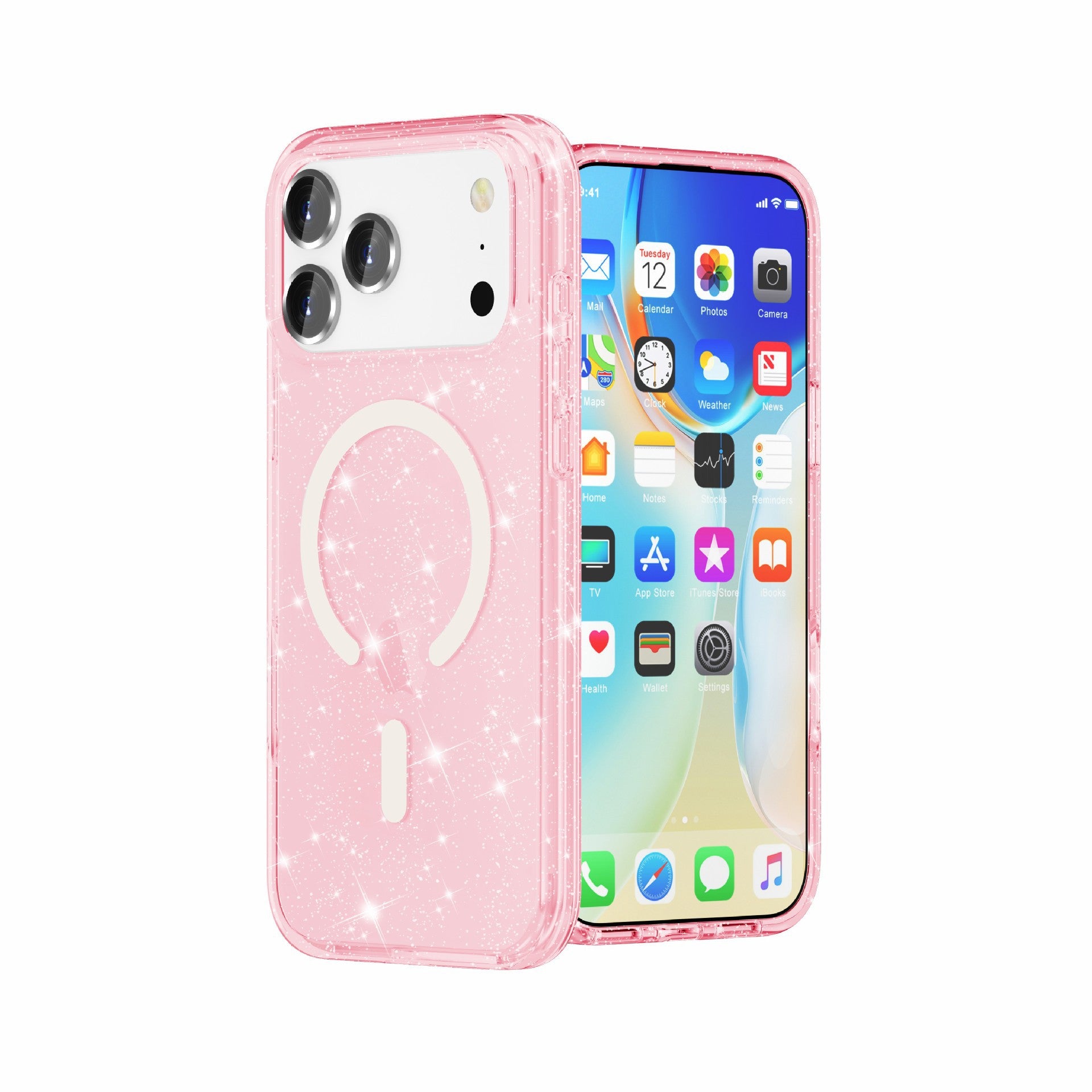 iPhone17Pro Terminator Magnetic Phone Case for Apple17Pro Transparent Glitter MagSafe Shell