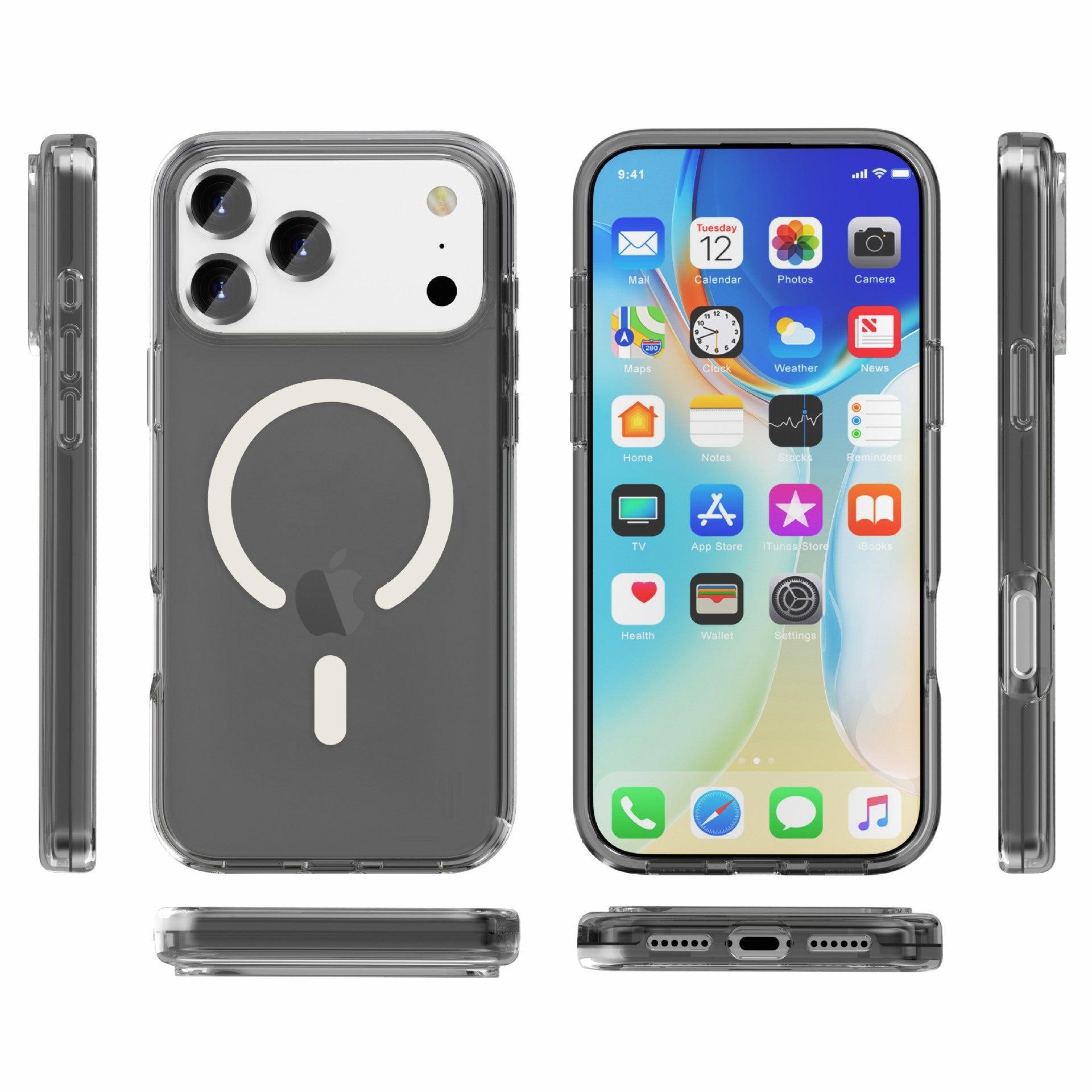 iPhone17Pro Terminator Magnetic Phone Case for Apple17Pro Transparent Glitter MagSafe Shell