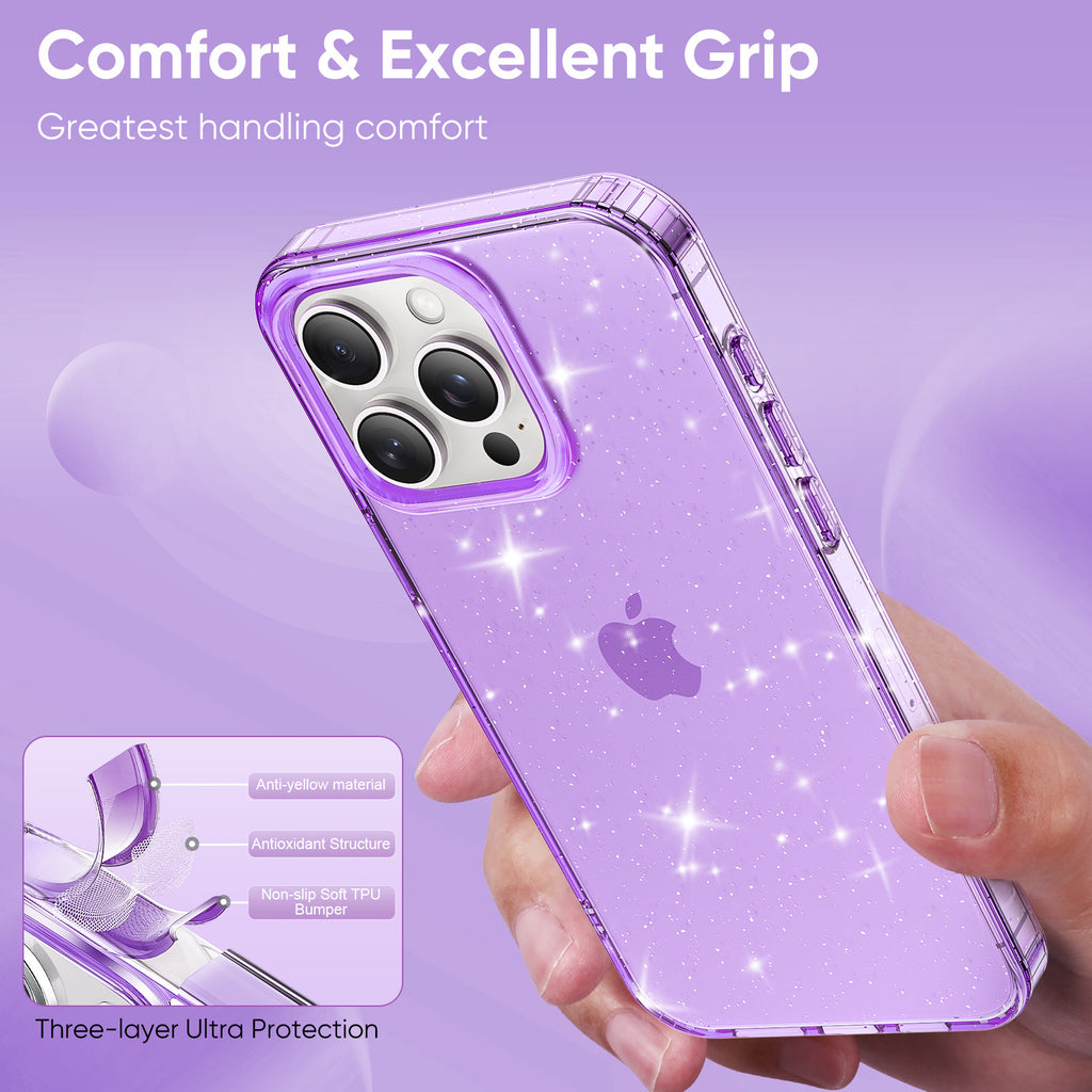 Apple17Phone case iPhone15Pro Magnetic case compatible with starry sky glitter16Protective Case Anti-Scratch Self-Repairing