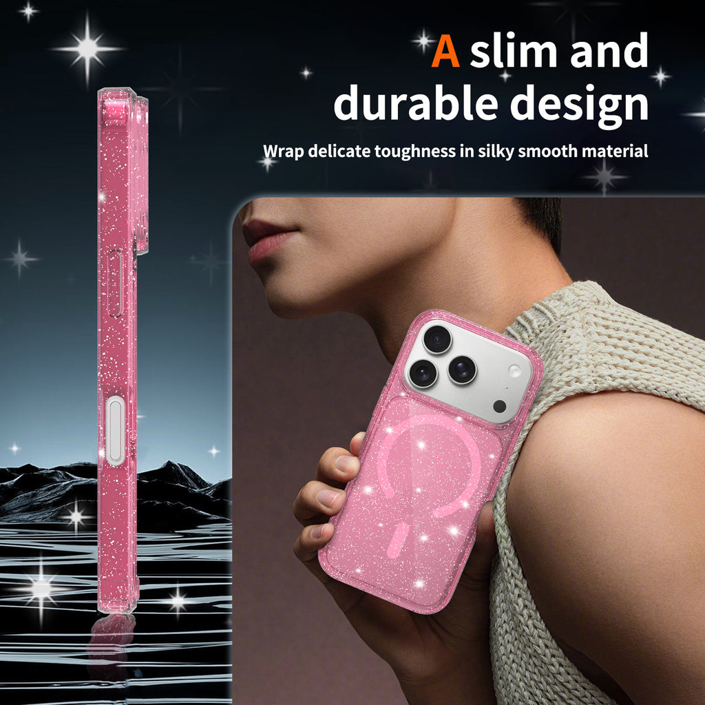 Sanfeng Compatible with Apple16Phone case iPhone17pro Glitter High Transparency Shockproof Protective Case15pm Protective Sleeve