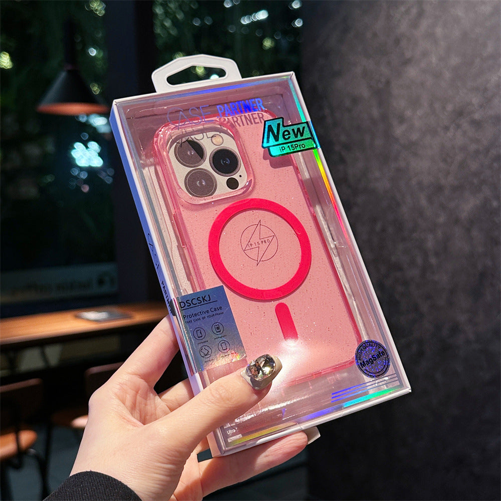 Apple17Phone case iPhone15Pro Magnetic case compatible with starry sky glitter16Protective Case Anti-Scratch Self-Repairing