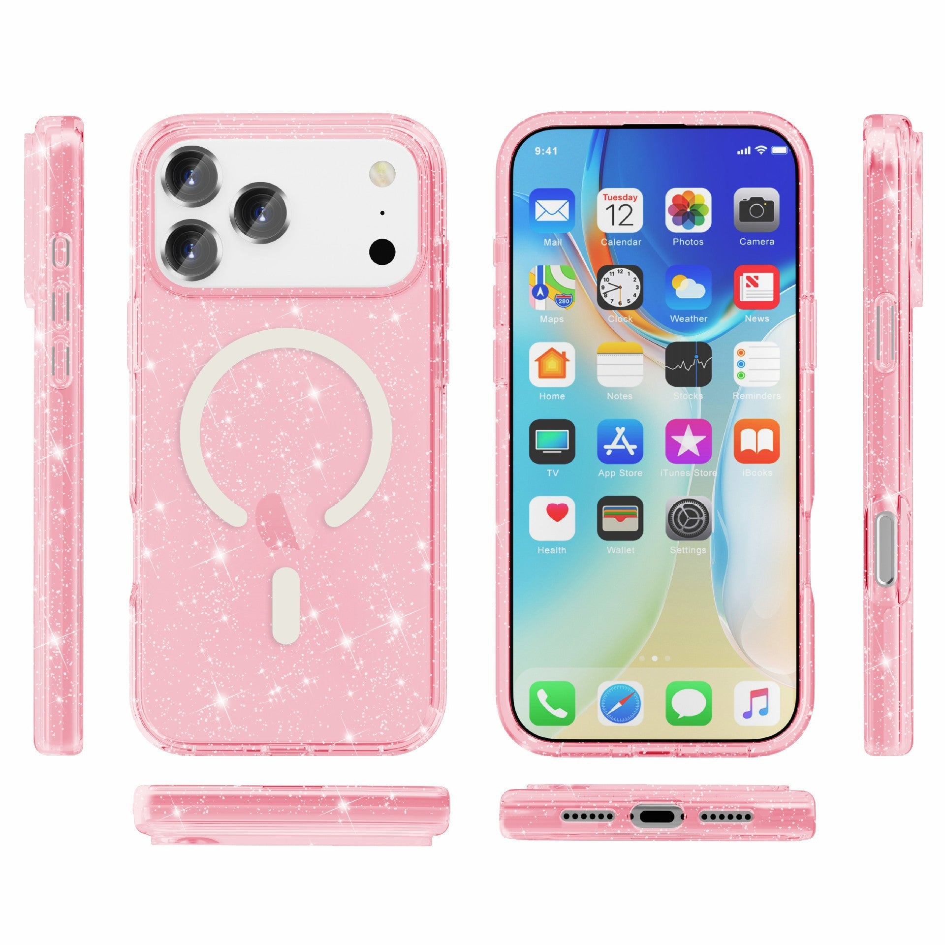 iPhone17Pro Terminator Magnetic Phone Case for Apple17Pro Transparent Glitter MagSafe Shell