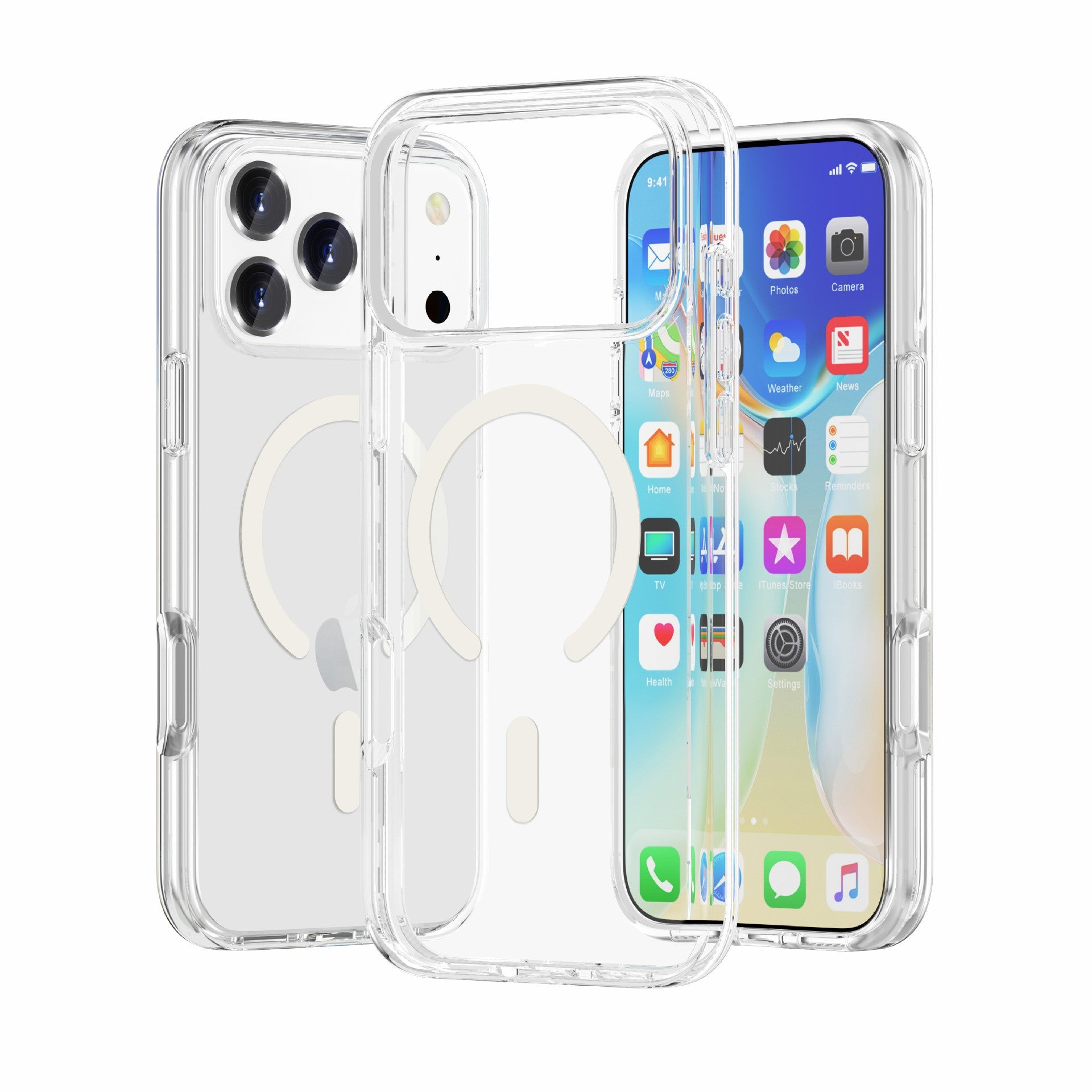 iPhone17Pro Terminator Magnetic Phone Case for Apple17Pro Transparent Glitter MagSafe Shell