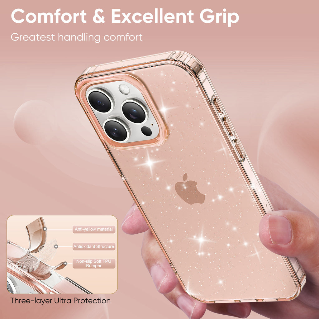 Apple17Phone case iPhone15Pro Magnetic case compatible with starry sky glitter16Protective Case Anti-Scratch Self-Repairing