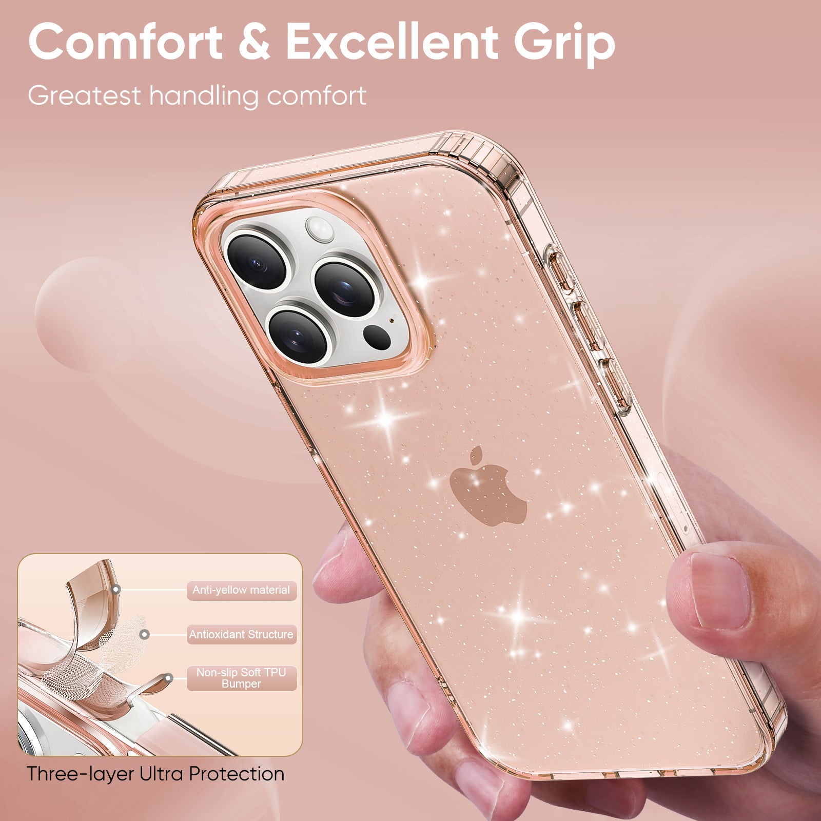 Apple17Phone case iPhone15Pro Magnetic case compatible with starry sky glitter16Protective Case Anti-Scratch Self-Repairing
