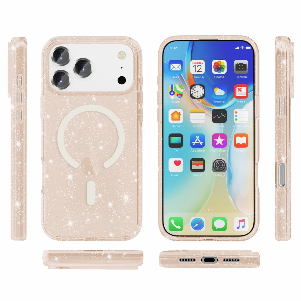iPhone17Pro Terminator Magnetic Phone Case for Apple17Pro Transparent Glitter MagSafe Shell