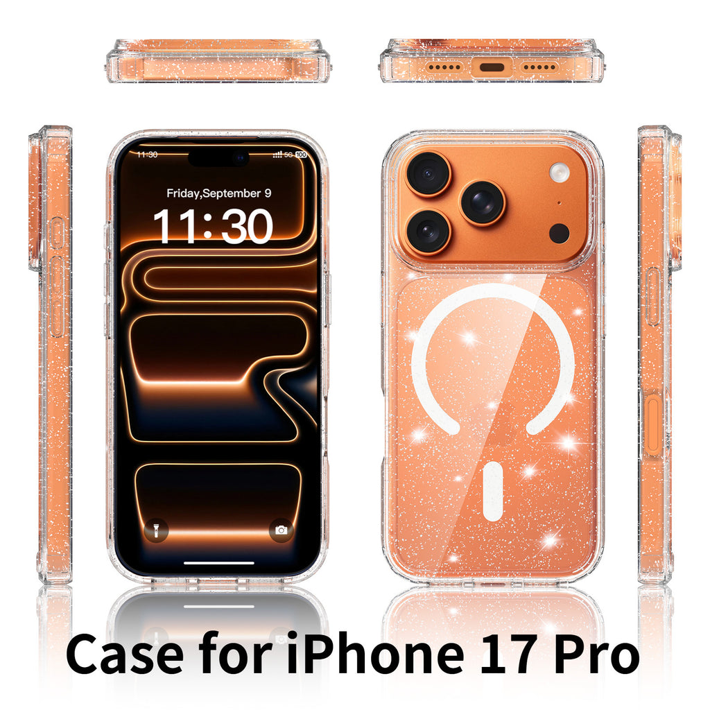 Sanfeng Compatible with Apple16Phone case iPhone17pro Glitter High Transparency Shockproof Protective Case15pm Protective Sleeve