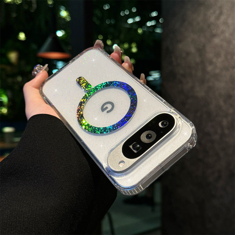 Applicable Google10Phone Case Google9pro Terminator9roXL Glitter Magnetic Transparent Case Cross-Border Protection