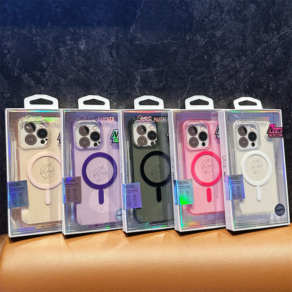 Apple17Phone case iPhone15Pro Magnetic case compatible with starry sky glitter16Protective Case Anti-Scratch Self-Repairing