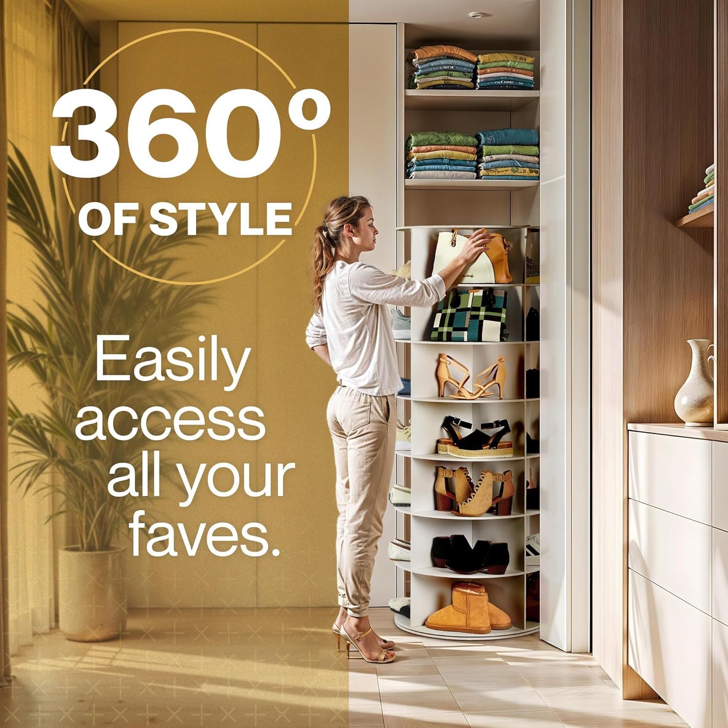 Rotating multi-layer shoe rack, bag display rack, children's picture book rack, storage rack, creative bookshelf, floor-to-ceiling household shelf