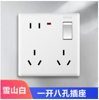 Wall switch socket panel one open eight holes 86 type concealed plug with three five household porous white new national standard