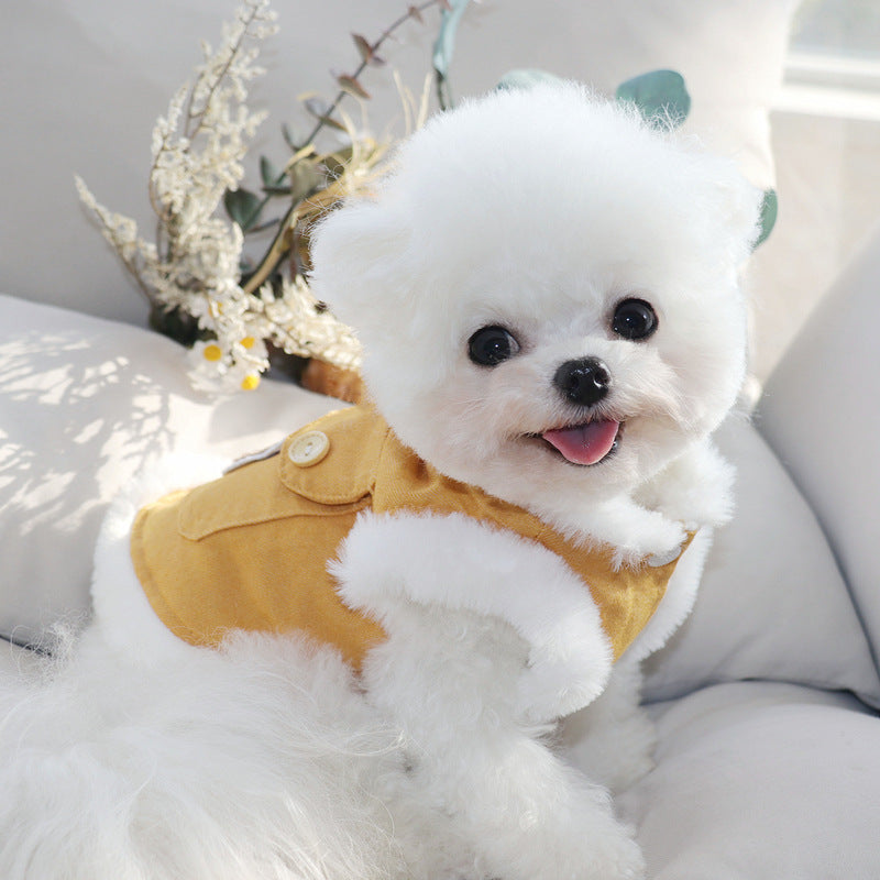 Traction puppy dog clothes winter teddy Bichon Pomeranian Schnauzer small dog pet vest autumn and winter cotton-padded clothes