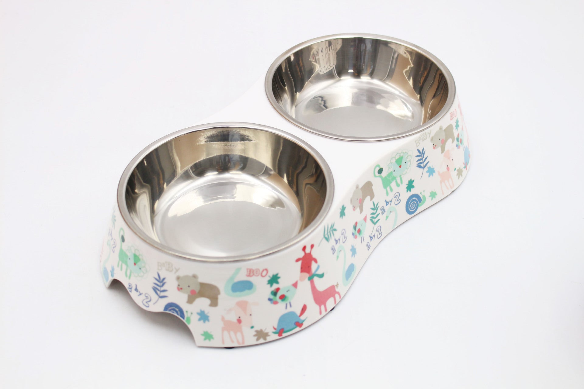 Spot wholesale pet melamine double bowl stainless steel food grade material cat dog pet drinking water feeding pet bowl