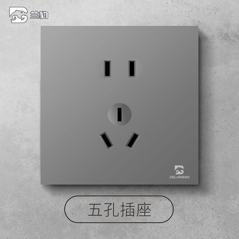 Wholesale Household Dark Grey Five-hole Socket 86 Concealed Two and Three Poles One Open Single Double Control Plug Switch Panel