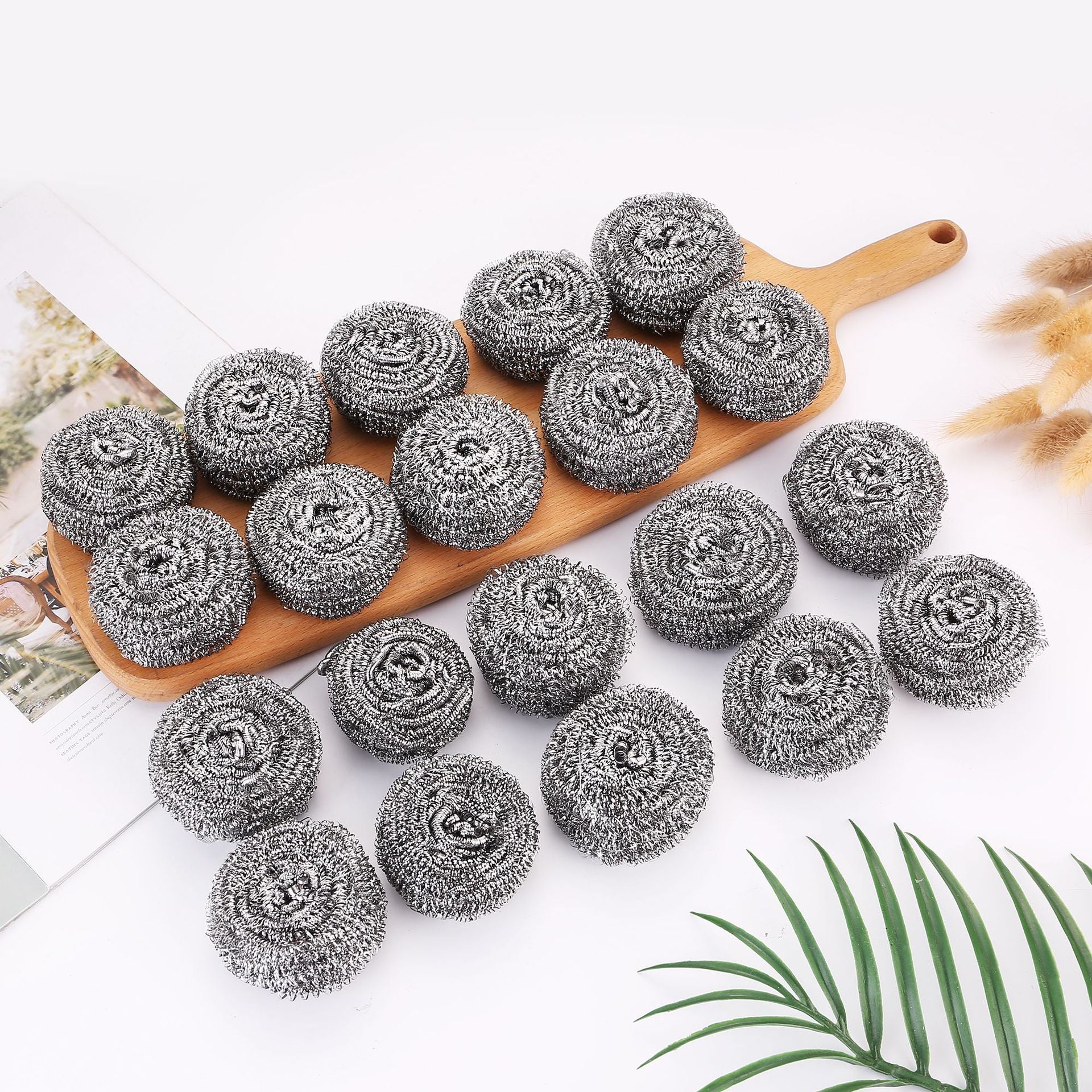 Large 20-pack steel wire balls do not drop slag, household kitchen cleaning balls, stainless steel pot washing, pot brushing supplies wholesale