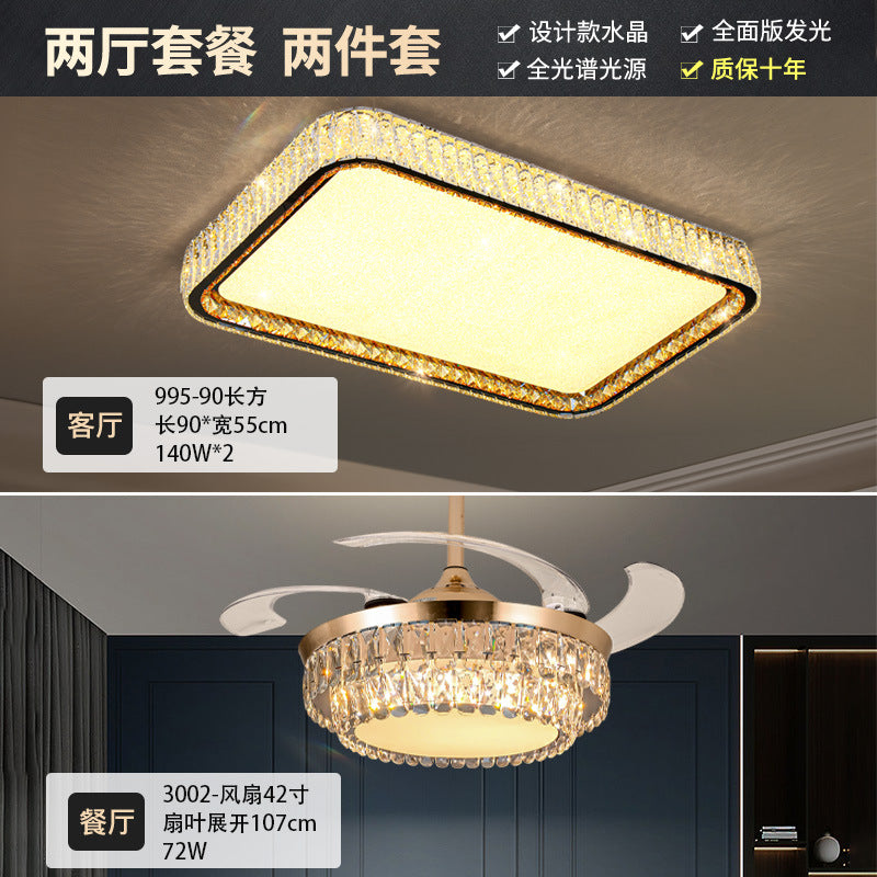 Crystal ceiling light full spectrum eye protection living room main light modern simple bedroom dining room whole house lighting package smart