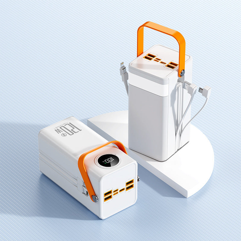 The new power bank has its own cable, high-power outdoor camping, cross-border live broadcast, and large-capacity portable mobile power supply.