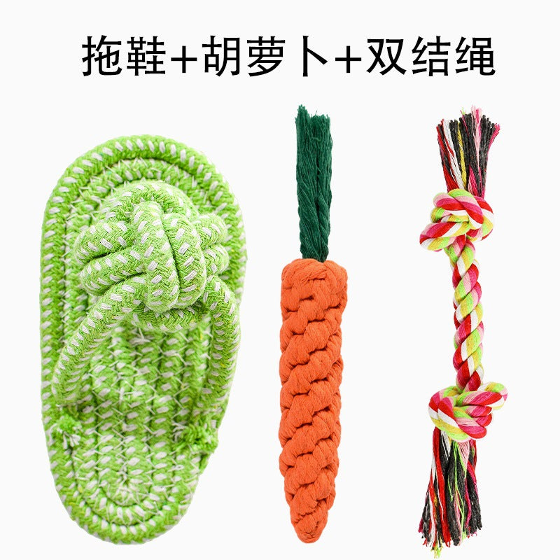 Dog Toys Grinding Teeth Bite-resistant Knot Slippers Small Medium Large Dog Teddy Golden Retriever Bigbear Pet Supplies