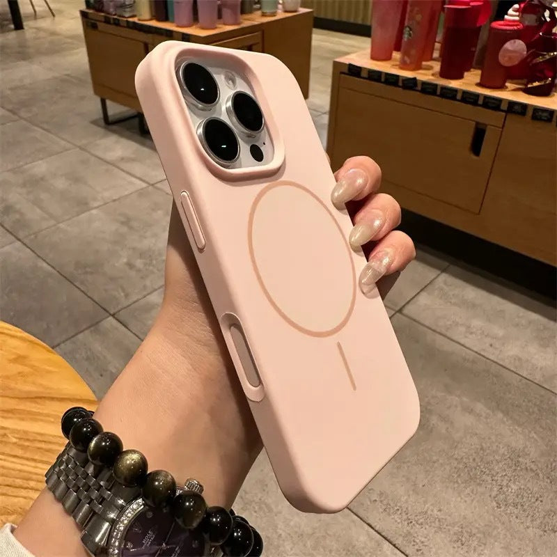 Applicable to iPhone17 liquid silicone thin ring magnetic attraction AI camera button mobile phone case Apple 16promax anti-drop