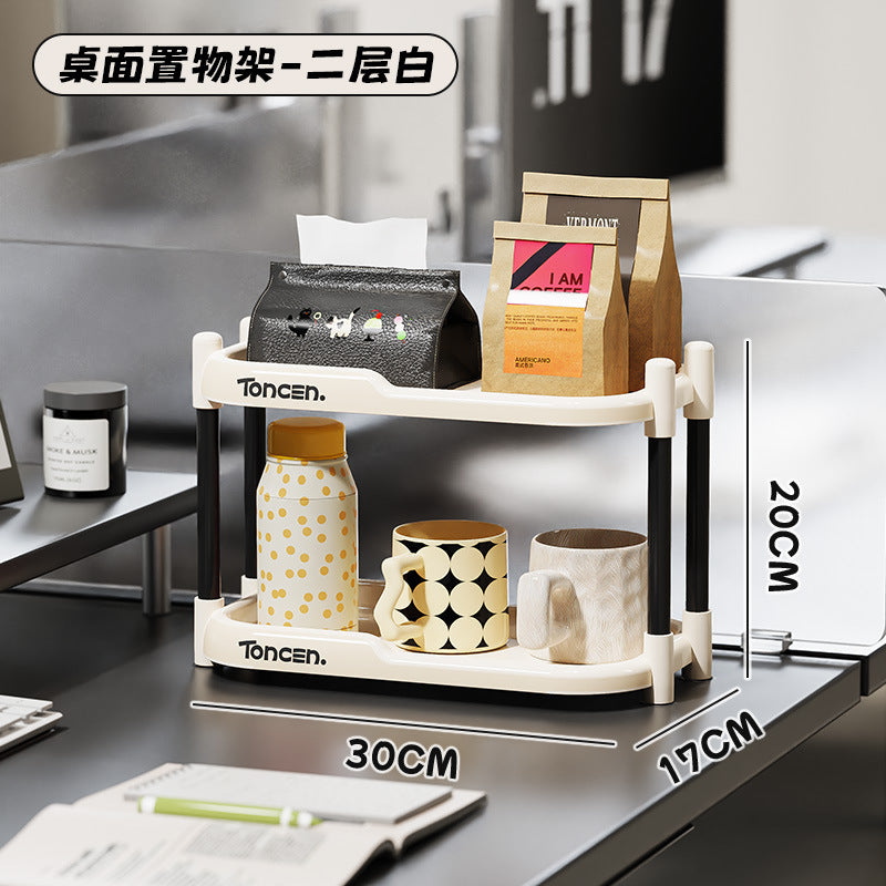 Strictly selected office desktop shelves, household large-capacity multi-functional storage racks, retro wind shelves, water cup racks