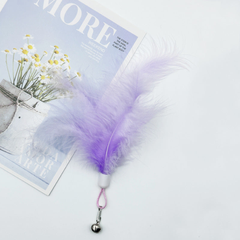 Cat toy cat teaser stick feather bell replacement head pet plush toy cat teaser artifact to relieve boredom pet toy