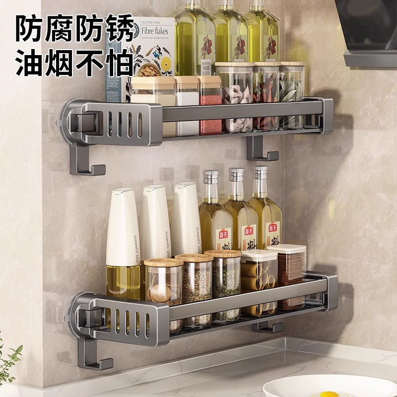 Suction cup, kitchen rack, wall-mounted multi-functional oil, salt, sauce and vinegar, seasoning supplies, knife holder, storage rack