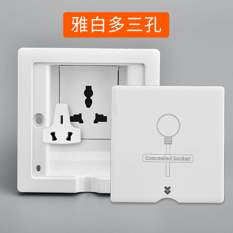 Type 86 embedded inner recessed socket invisible wall switch panel refrigerator TV hidden plug national standard five holes