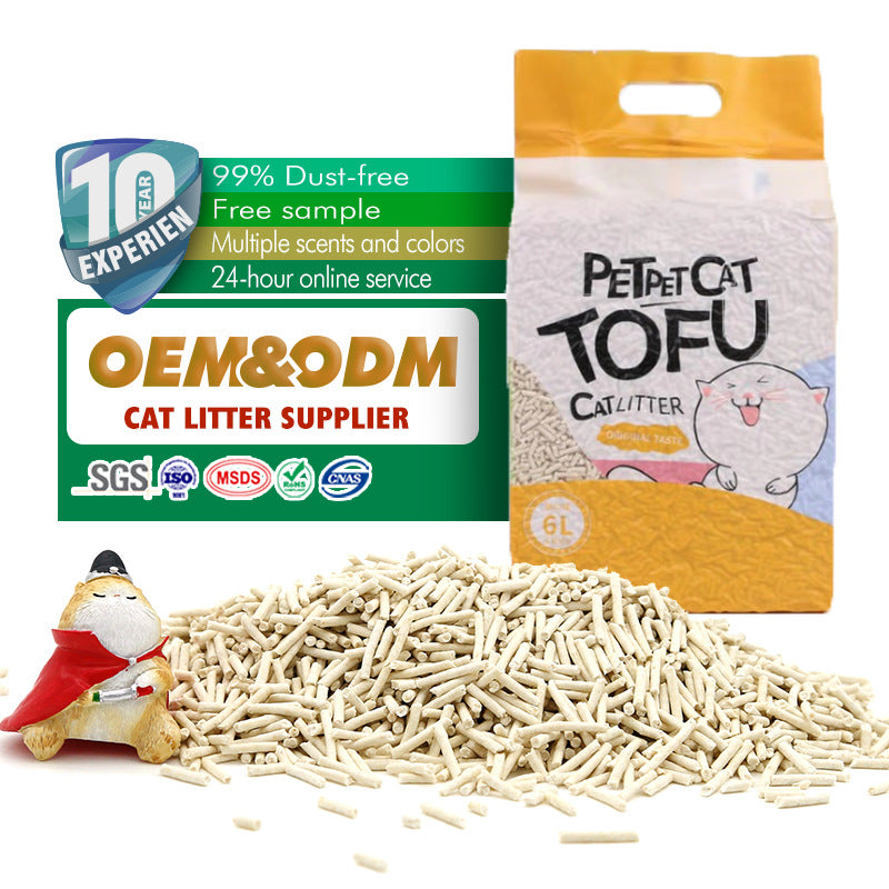 Source factory wholesale distribution cat litter, water absorption, deodorization, bacteriostatic agglomeration, toilet flushing pet supplies tofu